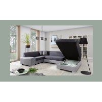 Canapé panoramique en U Gris foncé convertible 6 places HAVANE avec assise profonde 