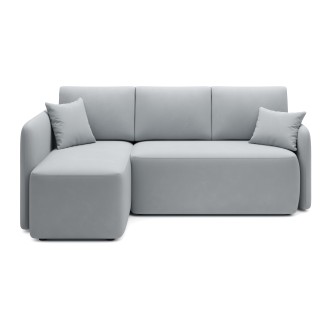 Canapé d’angle gauche Gris convertible 3 places HEDSON avec coffre 