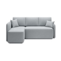 Canapé d’angle gauche Gris convertible 3 places HEDSON avec coffre 