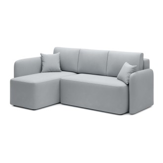 Canapé d’angle gauche Gris convertible 3 places HEDSON avec coffre 