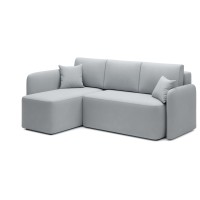 Canapé d’angle gauche Gris convertible 3 places HEDSON avec coffre 