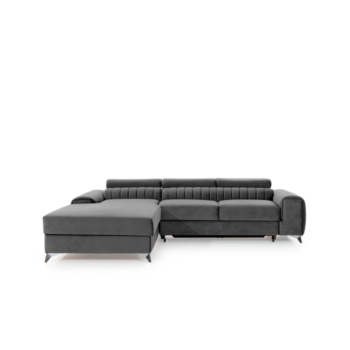 Canapé d’angle gauche Gris foncé convertible 3 places JAYSON avec couchage 