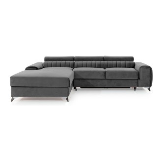 Canapé d’angle gauche Gris foncé convertible 3 places JAYSON avec couchage 