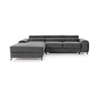 Canapé d’angle gauche Gris foncé convertible 3 places JAYSON avec couchage 