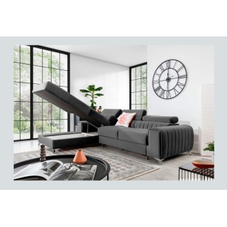 Canapé d’angle gauche Gris foncé convertible 3 places JAYSON avec couchage 