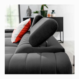 Canapé d’angle gauche Gris foncé convertible 3 places JAYSON avec couchage 