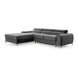 Canapé d’angle gauche Gris foncé convertible 3 places JAYSON avec couchage 
