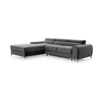 Canapé d’angle gauche Gris foncé convertible 3 places JAYSON avec couchage 
