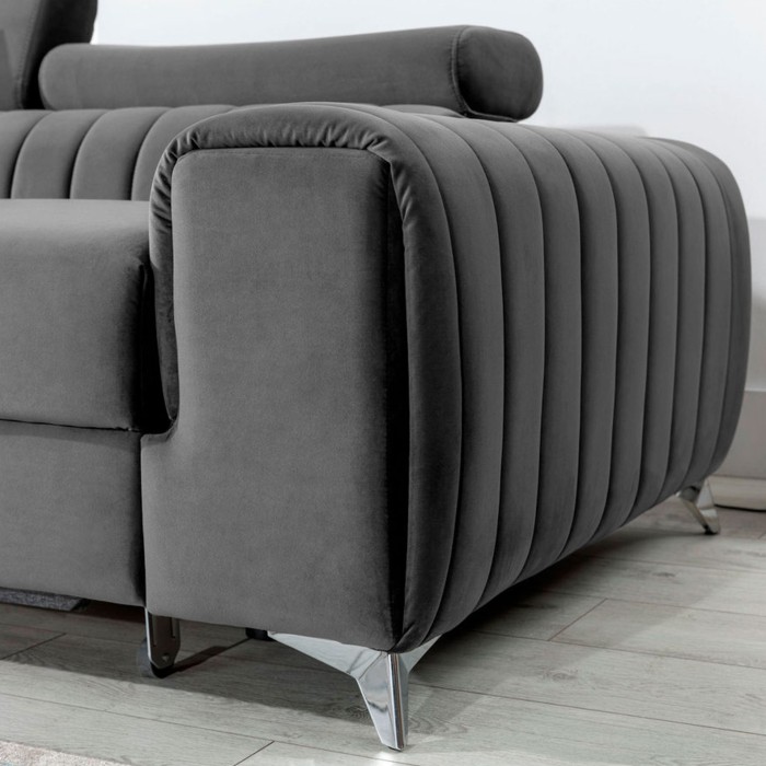 Canapé d’angle gauche Gris foncé convertible 3 places JAYSON avec couchage 