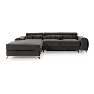 Canapé d’angle gauche Gris foncé convertible 3 places JAYSON grand confort 