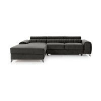 Canapé d’angle gauche Gris foncé convertible 3 places JAYSON grand confort 