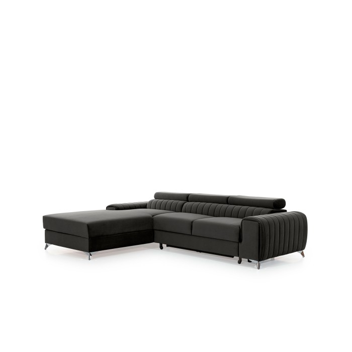 Canapé d’angle gauche Gris foncé convertible 3 places JAYSON grand confort 