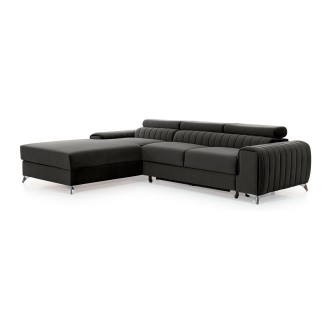 Canapé d’angle gauche Gris foncé convertible 3 places JAYSON grand confort 