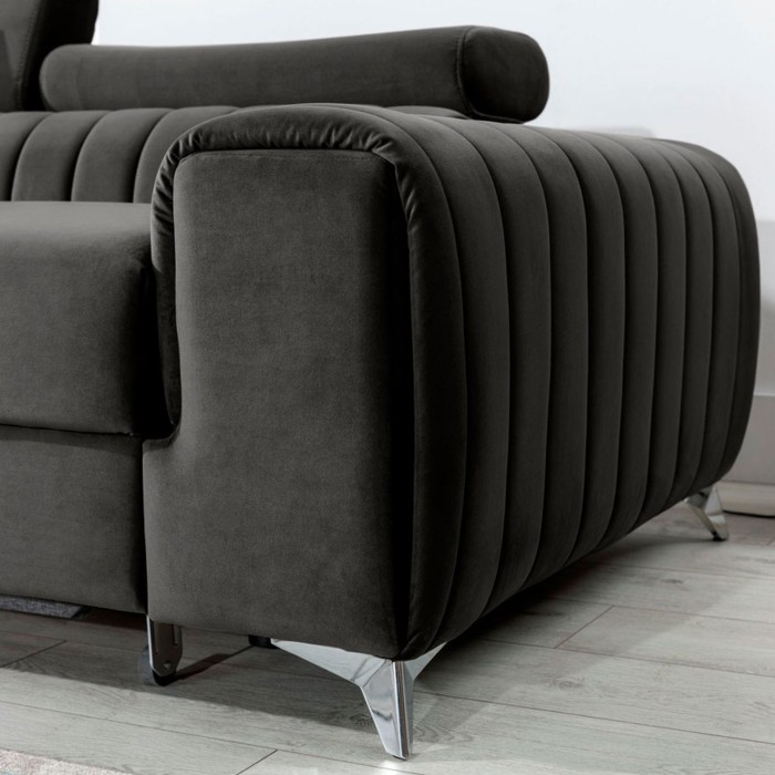 Canapé d’angle gauche Gris foncé convertible 3 places JAYSON grand confort 