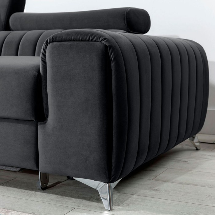 Canapé d’angle gauche Gris foncé convertible 3 places JAYSON convertible avec rangement 