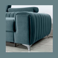 Canapé d’angle gauche Bleu canard convertible 3 places JAYSON couchage spacieux 