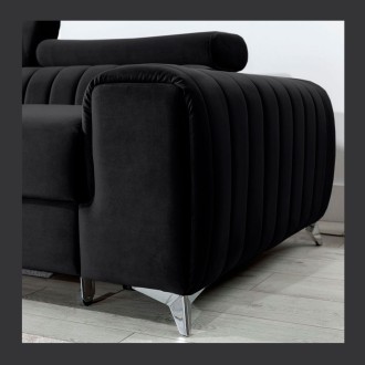 Canapé d’angle gauche Noir convertible 3 places JAYSON assise mousse HR 