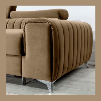 Canapé d’angle gauche Marron clair convertible 3 places JAYSON convertible 3 places 