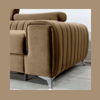 Canapé d’angle gauche Marron clair convertible 3 places JAYSON convertible 3 places 