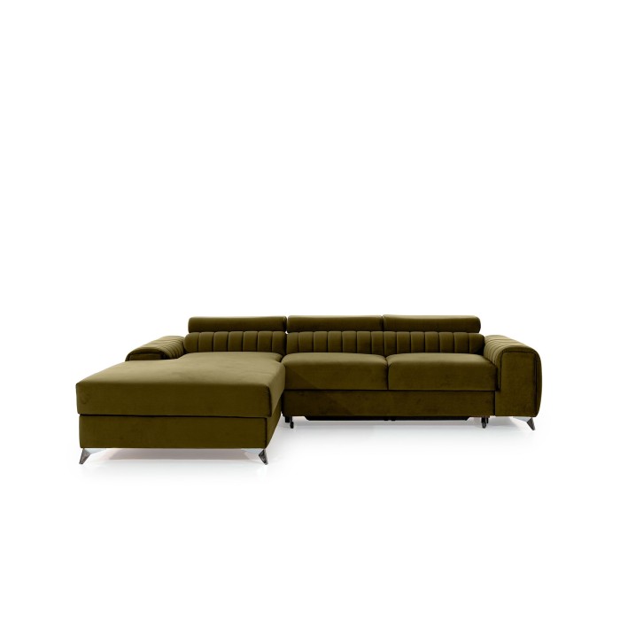Canapé d’angle gauche Vert olive convertible 3 places JAYSON confort modulable 