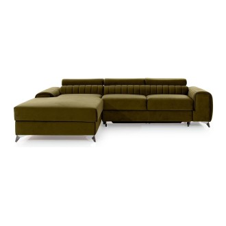Canapé d’angle gauche Vert olive convertible 3 places JAYSON confort modulable 