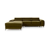 Canapé d’angle gauche Vert olive convertible 3 places JAYSON confort modulable 