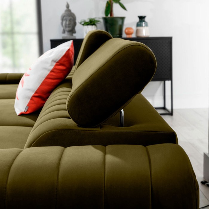 Canapé d’angle gauche Vert olive convertible 3 places JAYSON confort modulable 