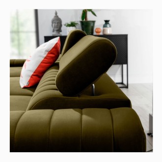 Canapé d’angle gauche Vert olive convertible 3 places JAYSON confort modulable 