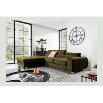 Canapé d’angle gauche Vert olive convertible 3 places JAYSON confort modulable 