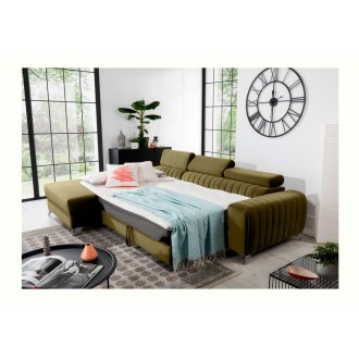 Canapé d’angle gauche Vert olive convertible 3 places JAYSON confort modulable 