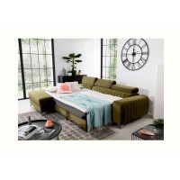 Canapé d’angle gauche Vert olive convertible 3 places JAYSON confort modulable 