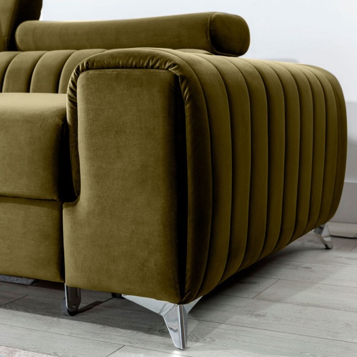 Canapé d’angle gauche Vert olive convertible 3 places JAYSON confort modulable 