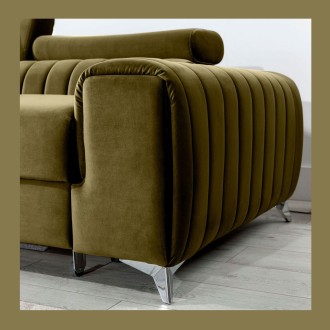 Canapé d’angle gauche Vert olive convertible 3 places JAYSON confort modulable 