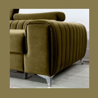Canapé d’angle gauche Vert olive convertible 3 places JAYSON confort modulable 
