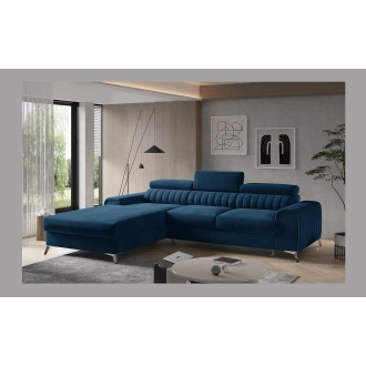 Canapé d’angle gauche Bleu foncé convertible 3 places JAYSON pour salon contemporain 