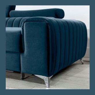Canapé d’angle gauche Bleu foncé convertible 3 places JAYSON avec rangement intégré 