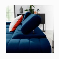 Canapé d’angle gauche Bleu foncé convertible 3 places JAYSON couchage d’appoint 