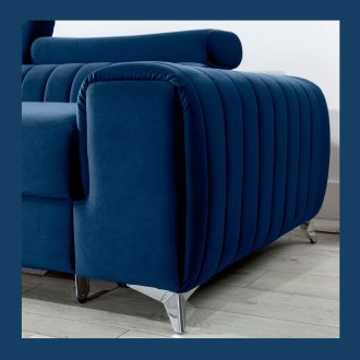 Canapé d’angle gauche Bleu foncé convertible 3 places JAYSON couchage d’appoint 