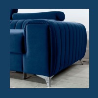 Canapé d’angle gauche Bleu foncé convertible 3 places JAYSON couchage d’appoint 