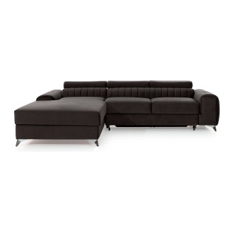 Canapé d’angle gauche Gris foncé convertible 3 places JAYSON design contemporain 