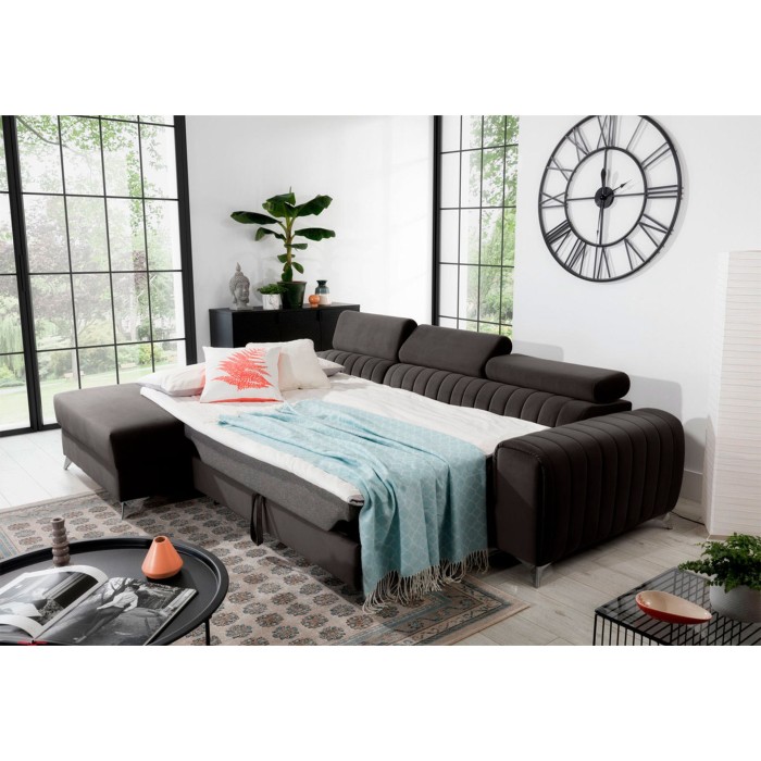 Canapé d’angle gauche Gris foncé convertible 3 places JAYSON design contemporain 