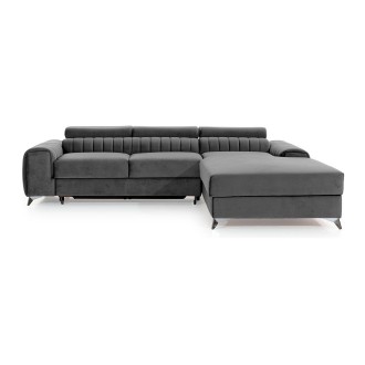 Canapé d’angle droit Gris foncé convertible 3 places JAYSON avec couchage 