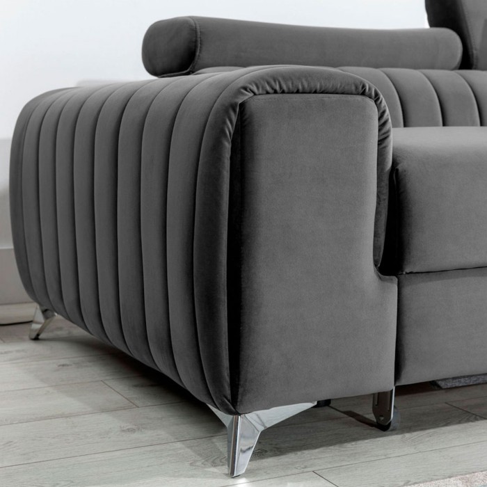 Canapé d’angle droit Gris foncé convertible 3 places JAYSON avec couchage 