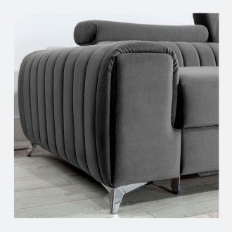 Canapé d’angle droit Gris foncé convertible 3 places JAYSON avec couchage 