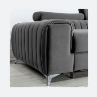 Canapé d’angle droit Gris foncé convertible 3 places JAYSON avec couchage 