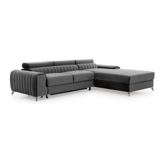 Canapé d’angle droit Gris foncé convertible 3 places JAYSON avec couchage 