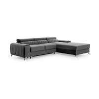 Canapé d’angle droit Gris foncé convertible 3 places JAYSON avec couchage 