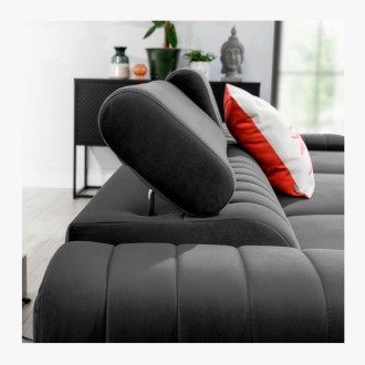 Canapé d’angle droit Gris foncé convertible 3 places JAYSON avec couchage 