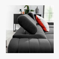 Canapé d’angle droit Gris foncé convertible 3 places JAYSON avec couchage 
