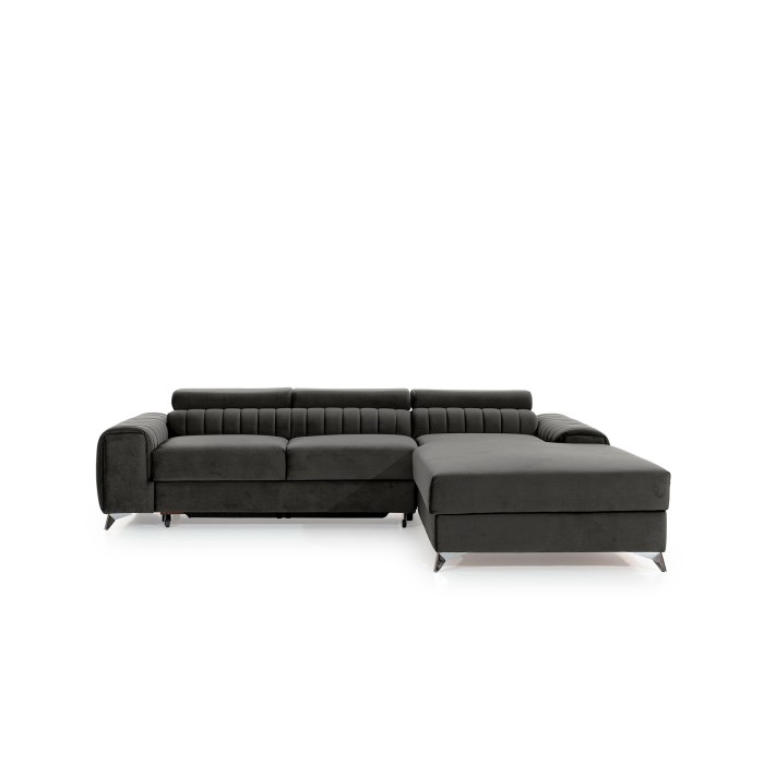 Canapé d’angle droit Gris foncé convertible 3 places JAYSON grand confort 